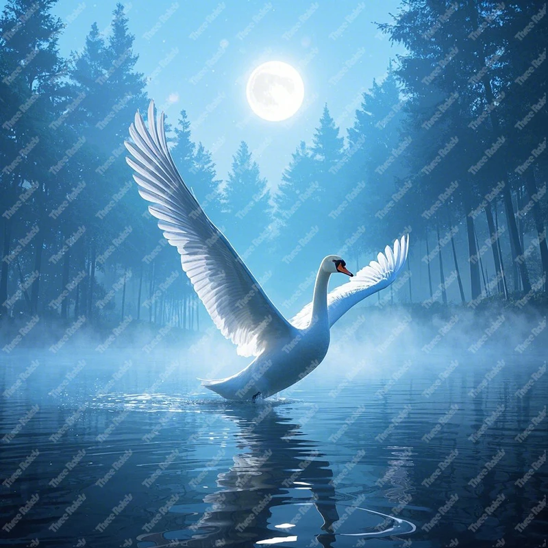 

Threeratels QHH29 Фэнтезийный цветочный мир Красивый лебедь и журавль Наклейки на стену для украшения дома