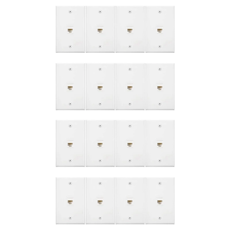 

16 Pieces Ethernet Wall Plate, RJ45 Cat6 Female To Female Jack Inline Coupler Plates Ethernet Cable Faceplates
