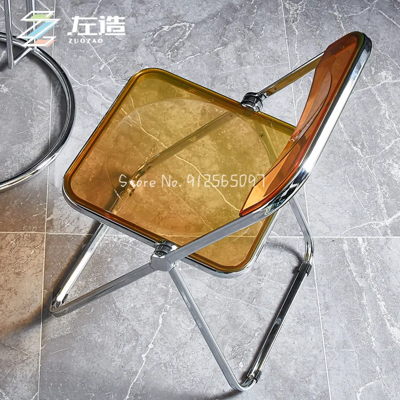 

Обеденный стул Стул для макияжа Nordic Dining Chair Transparent Folding Chair Backrest Portable Learn Desk Makeup Chair Acrylic
