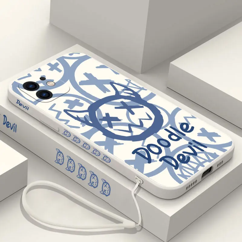 

Funny Devil Phone Case For iPhone 14 13 12 11 Plus Pro Max Mini X XR XS SE2020 8 7 6 6S Plus Cover with Strap