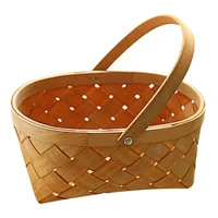 hand woven wood basket vegetable fruit home daily necessities easter storage basket hand woven wood woven basket diy handmade