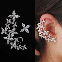 lxoen lovely cubic zirconia clip earrings for women white gold color flower earring pulseras mujer gifts jewelry bijoux e012
