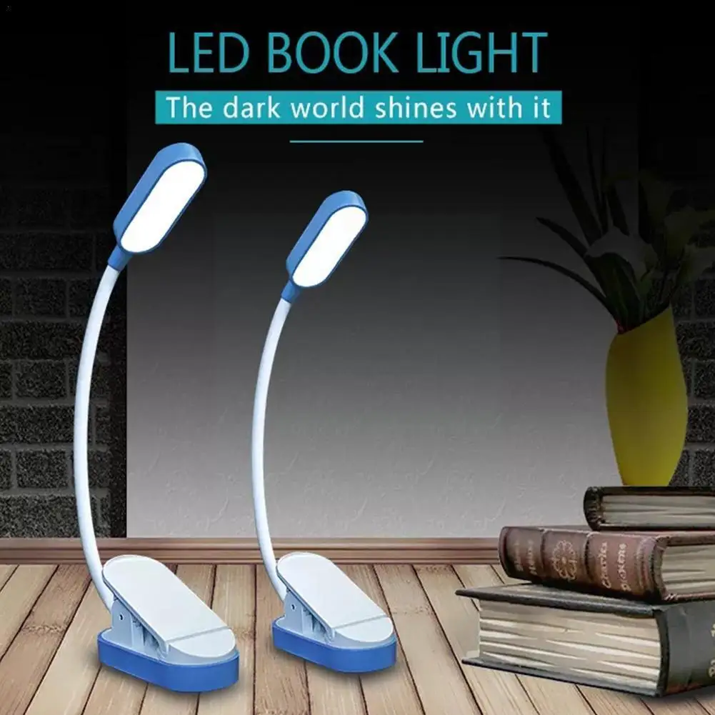 

USB Rechargeable Book Light LED Reading Light with Lamp Daylight Flexible Warm Clip Easy Reading 3-Level Night White Cool J1Y2