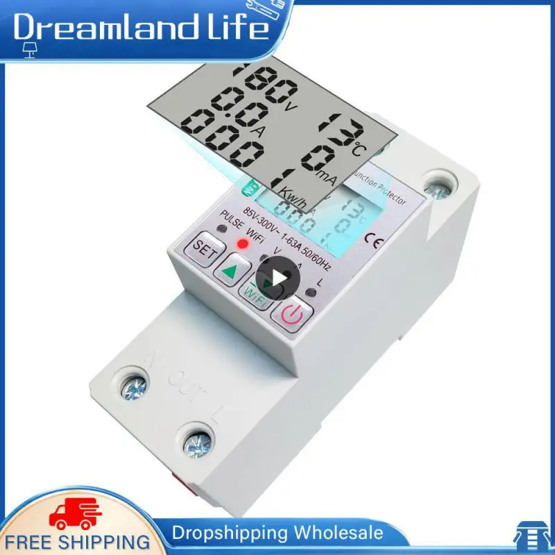 

1/2/3PCS tuya smart life wifi Smart Energy Meter Power kWh Meter Earth Leakage Over Under Voltage Protector work with alexa