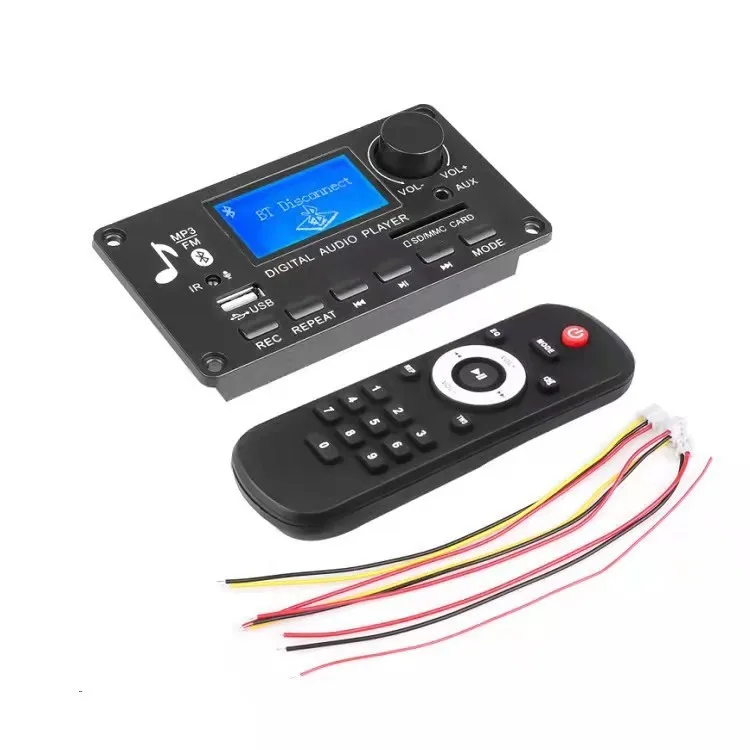 12V LCD MP3 Decoder DAC Bluetooth V5.0 Audio Receiver Decoder Support Recording Radio Lyrics Display Genuine Free Shipping