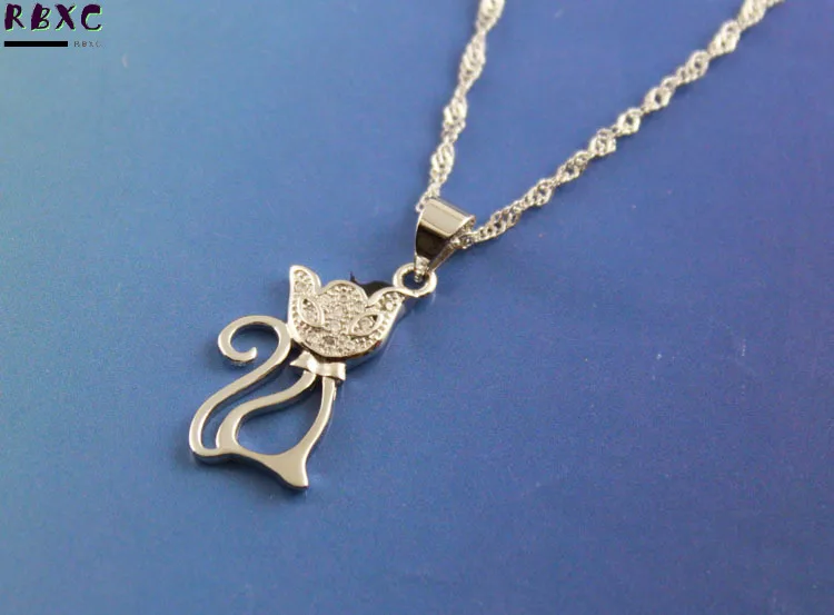 

RXBC 925 Sterling Silver Necklace fox diamond necklace Korean Pendant Sterling Silver Jewelry