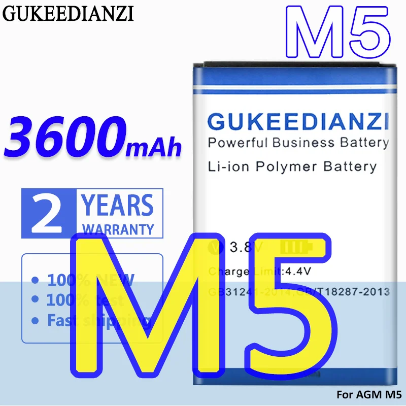 

High Capacity GUKEEDIANZI Battery M 5 3600mAh for AGM M5 Batteries
