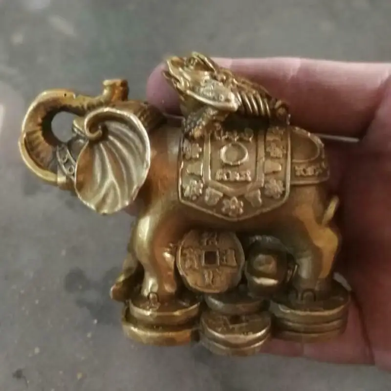 Крупиттор из чистой меди на слоне, роскошное украшение фэн-шуй Крупиттор из чистой меди на слоне, роскошное украшение фэн-шуй