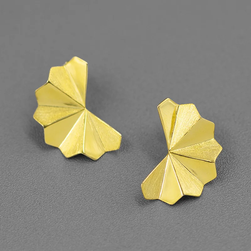 

INATURE 925 Sterling Silver Elegant Fold Geometric Stud Earrings for Women Trendy Jewelry