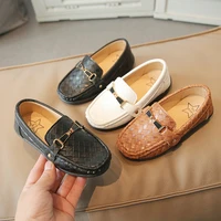 boys black leather shoes 2022 new fashion spring autumn kids wide grid pu metal decorate soft performance children baby shoes