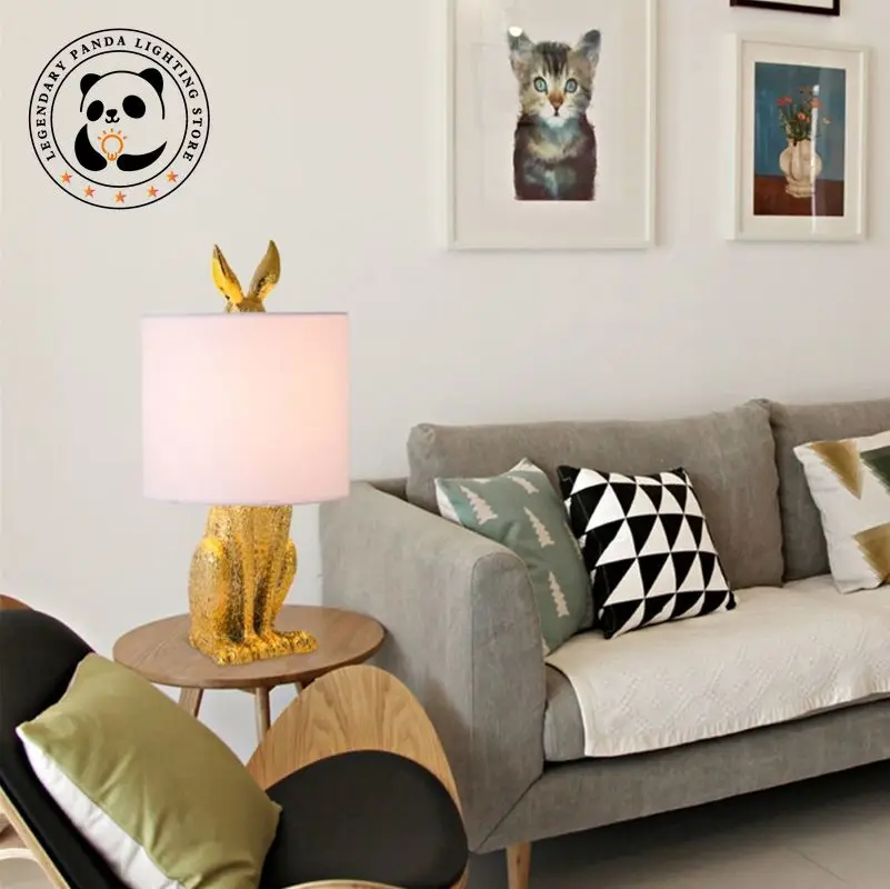 Современная простота настольная лампа креативный маскированный кролик из смолы