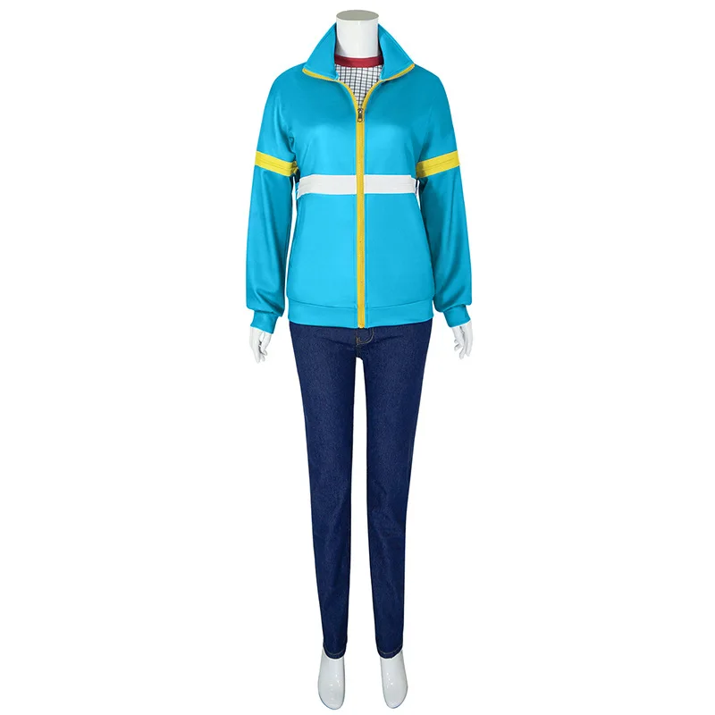 

Stranger Things Season 4 Max Mayfield Blue Coat Hoodie Cosplay Costume Jeans Shirt Mike Eleven Lucas Uniform