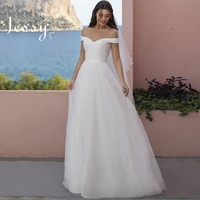 simplicity wedding dresses for women with a line floor length organza with embroidery boat neck sleeveless lace up robes de mari