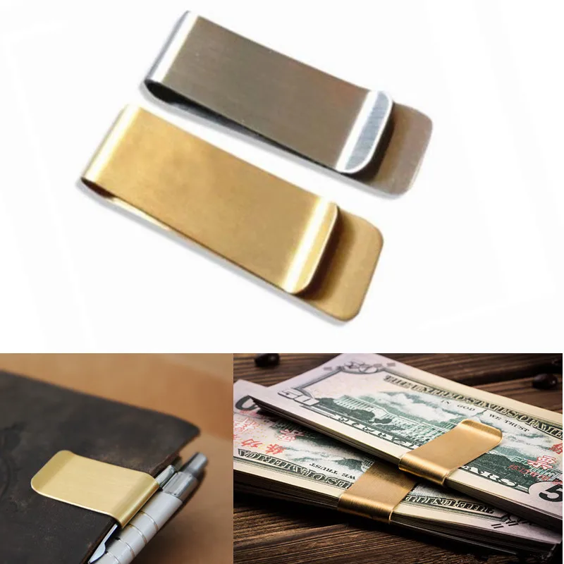 

Brass Loose Steel Pen Notebook Clamp Spiral Clip Dollar Leaf Holder Pen Holder 1pc Metal Holder Pencil Stainless Memo Cash Clip