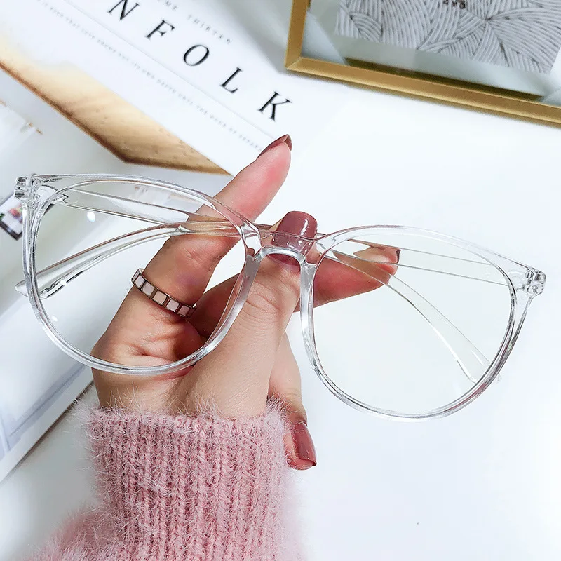 Vintage Big Frame Transparent Plain Glasses Ultralight Women Fashion for Party Decorate Eyeglasses Fake |