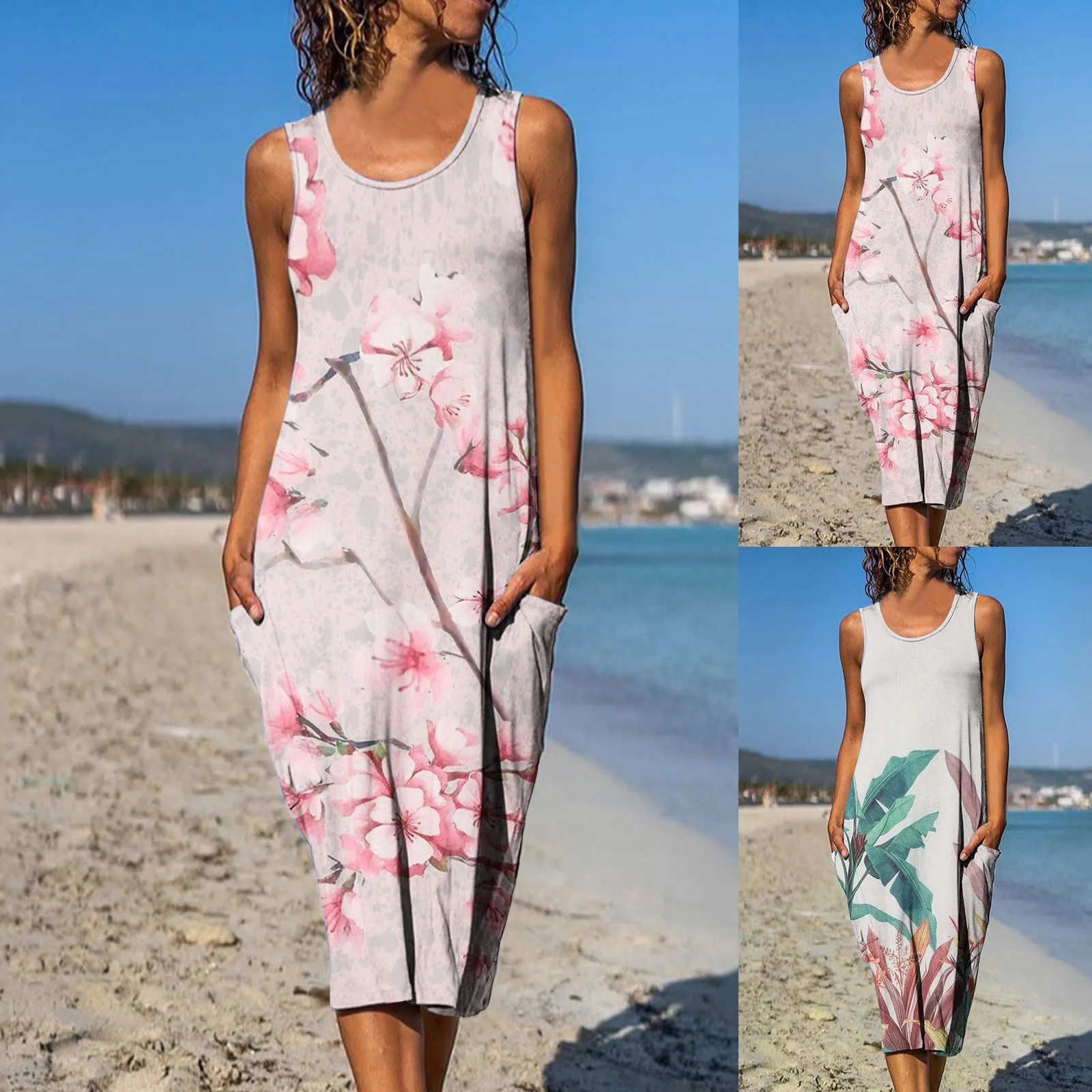 

Women's Casual Dresses Round Neck Sleeveless Gradient Print Loose Irregular Dress Party Dress Princess Vestido Chic Dress Robe