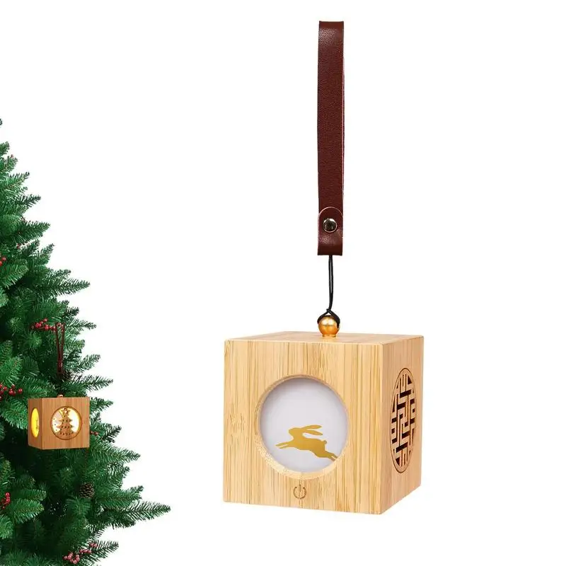 

Christmas Hanging Lamp Wooden Cube Shape Night Lanterns With Built-in Battery Indoor Yard Decorative Lights For Home Dorm