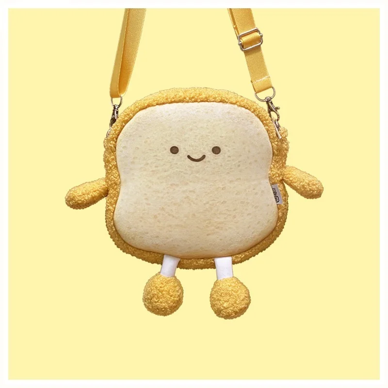 

Kawaii Plush Bread Toast Crossbody Bag For Women Cute Plush Toy Girls Shoulder Bag Ladies Zipper Purses and Handbags 2022 Trend