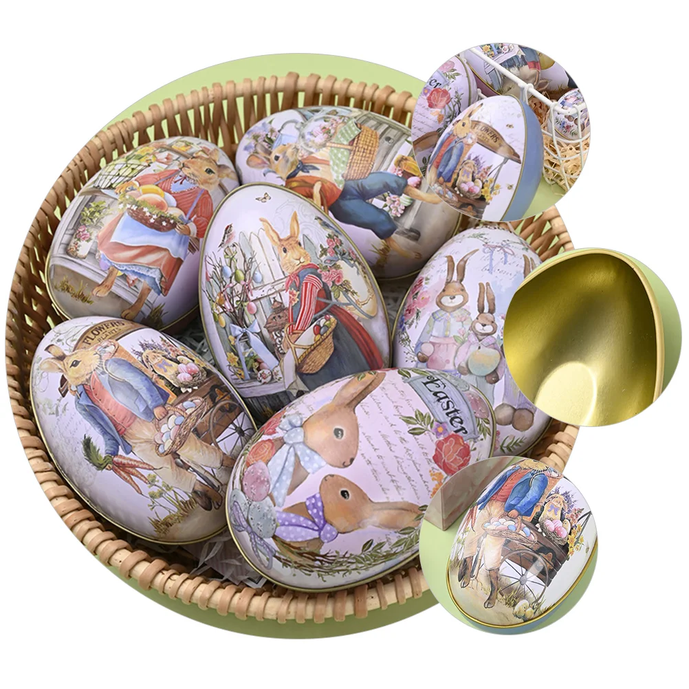 

6 Pcs Gift Box Infant Bath Toys Gift Package Box Gift Candy Boxes Easter Egg Box Rabbit Decorative Tin Box