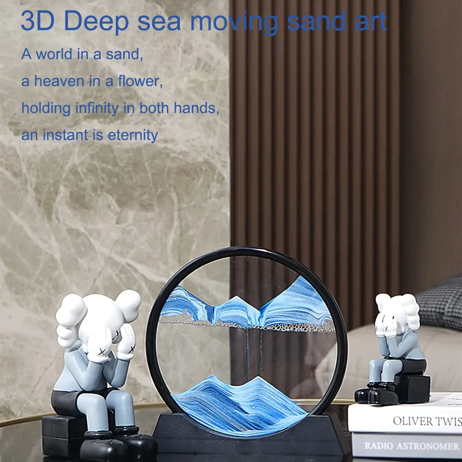 Художественное изображение с движущимся песком круглое стекло 3D глубокое
