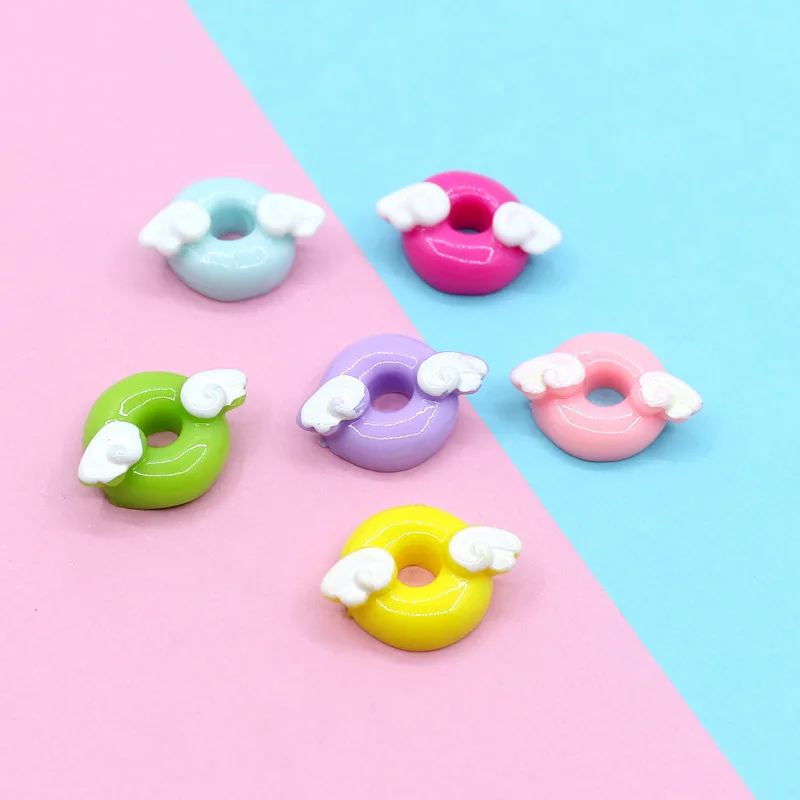 

10pcs Resin Macaroon Wing Donut Mini Figurine Embellishments Cabochons Flatback Figures Crafts Miniatures Fake Food Charms DIY