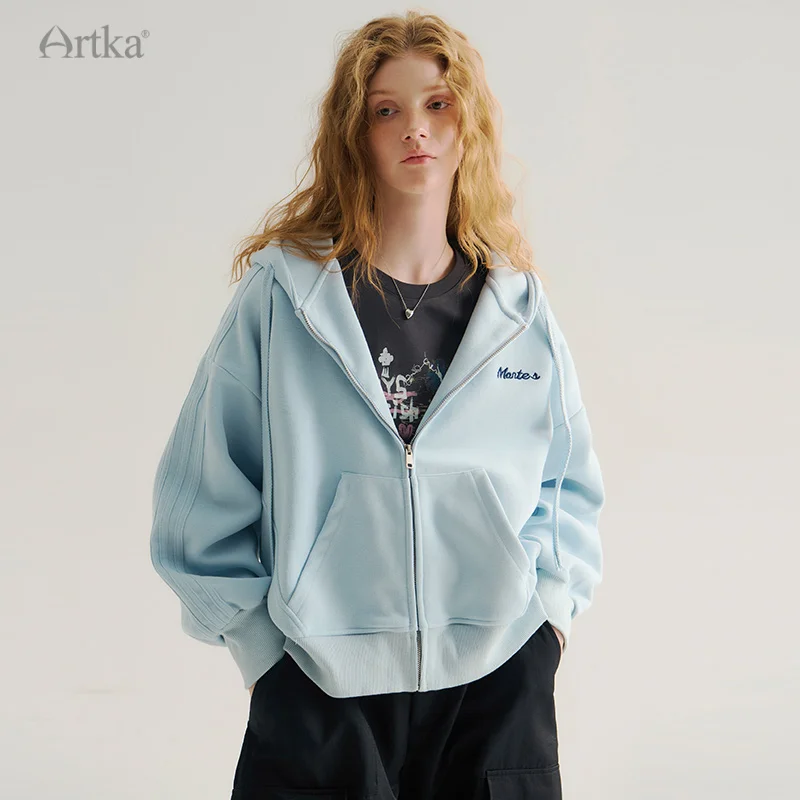 Женская куртка с капюшоном ARTKA синяя повседневная толстовка на молнии большие