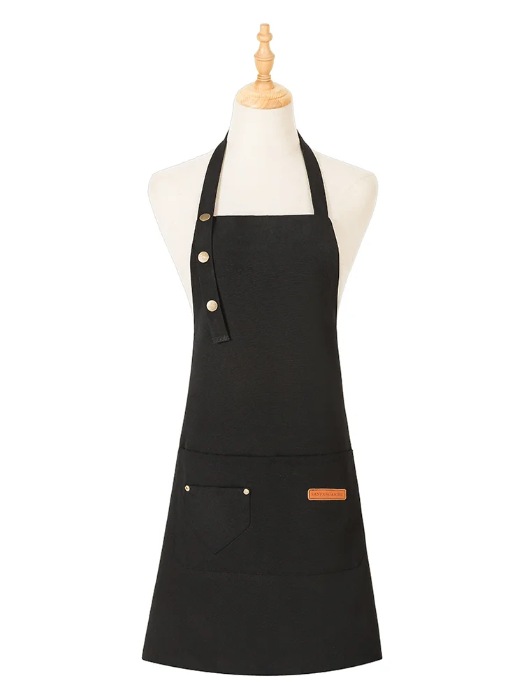 

Fashion Waterproof Canvas Apron Coffee Room Waiter Hairdresser Aprons Korean Japanese Style Chef Cleaning Kitchen Pinafore Women