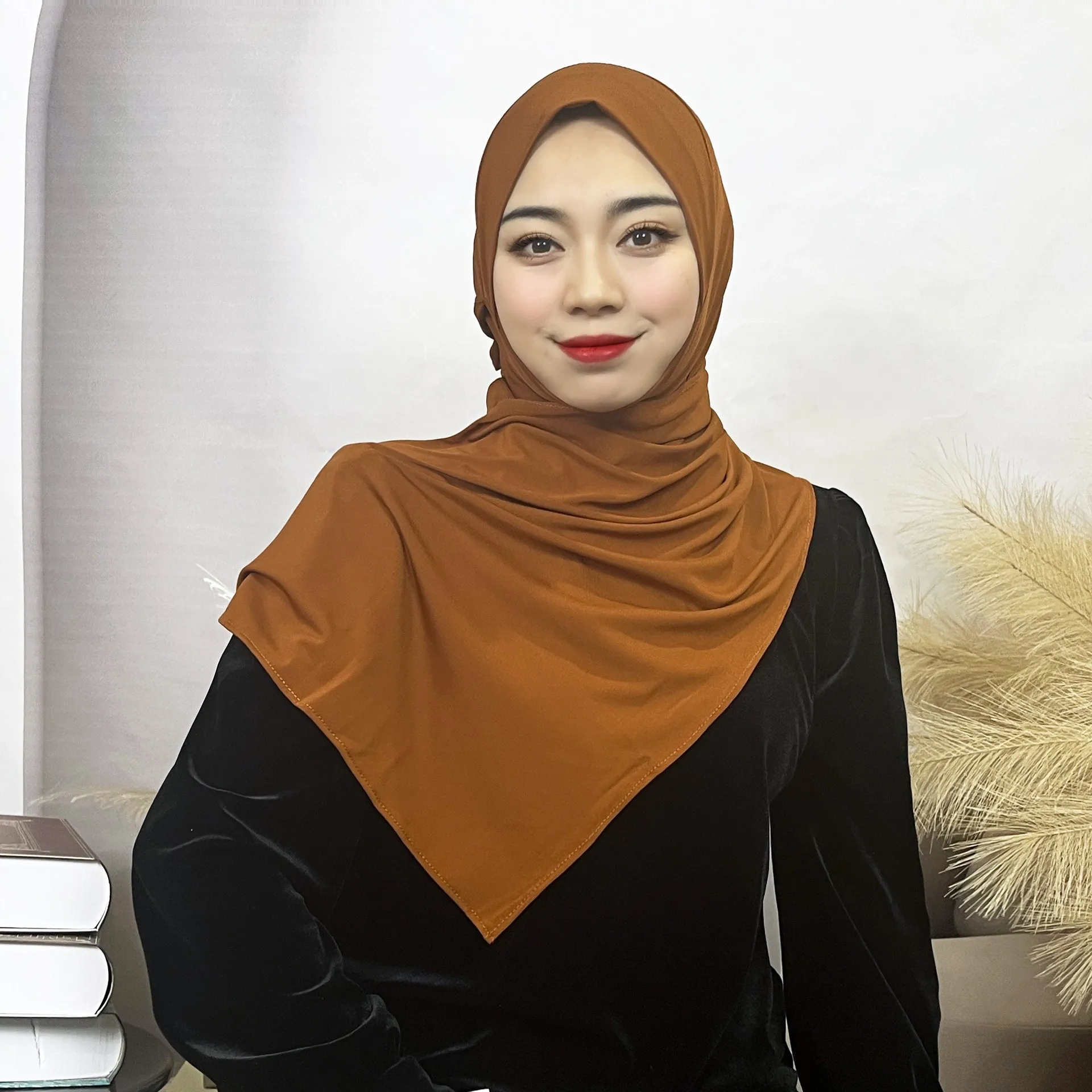 Мусульманский тюрбан женский однотонный шаль исламские шарфы цельный амира