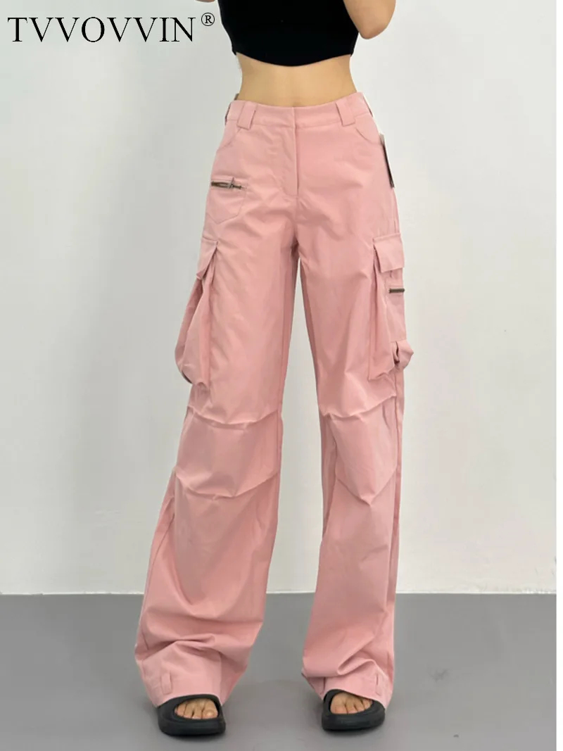 

TVVOVVIN 2023Summer женские брюки с высокой талией и карманами в уличном стиле