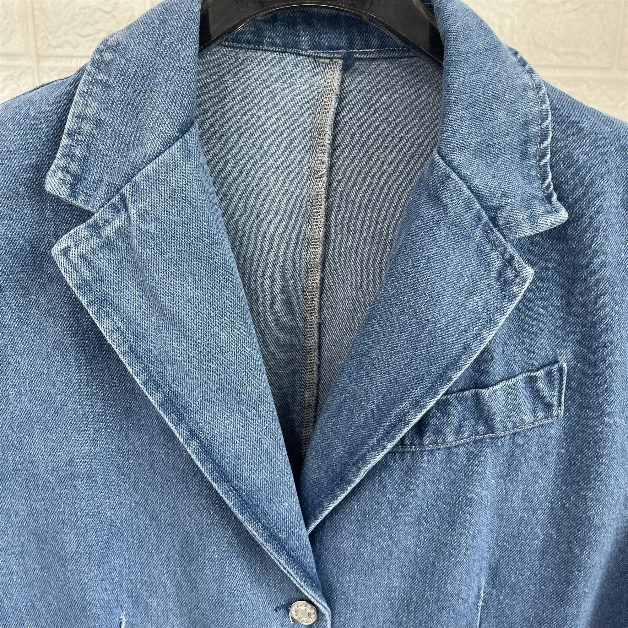 Женский джинсовый костюм Taop &amp Za универсальный жакет с отложным воротником