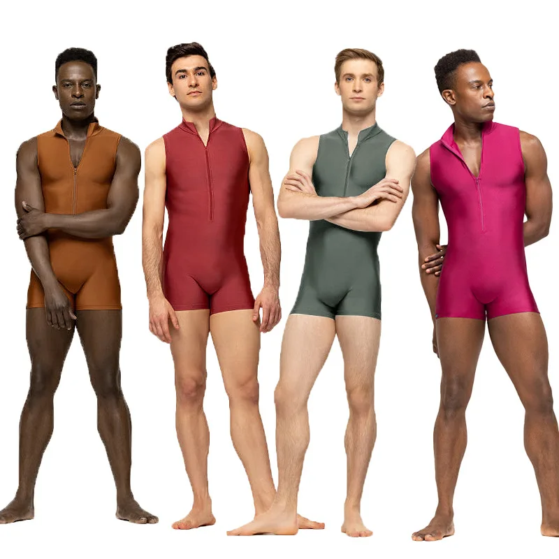 Плюс размер сексуальные мужские косплей боди без рукавов на молнии нижнее белье