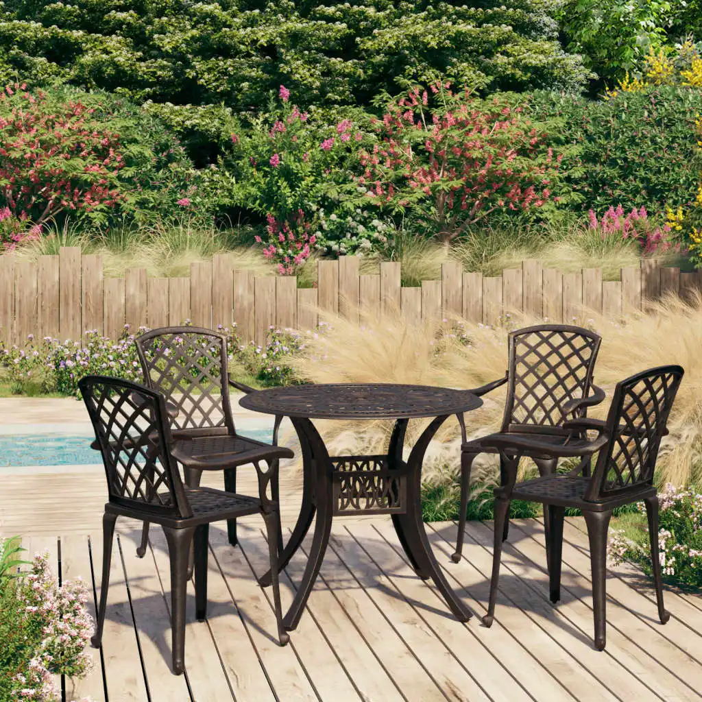 

5 Piece Bistro Set,Patio Table and Chair Set, Cast Aluminium Bronze