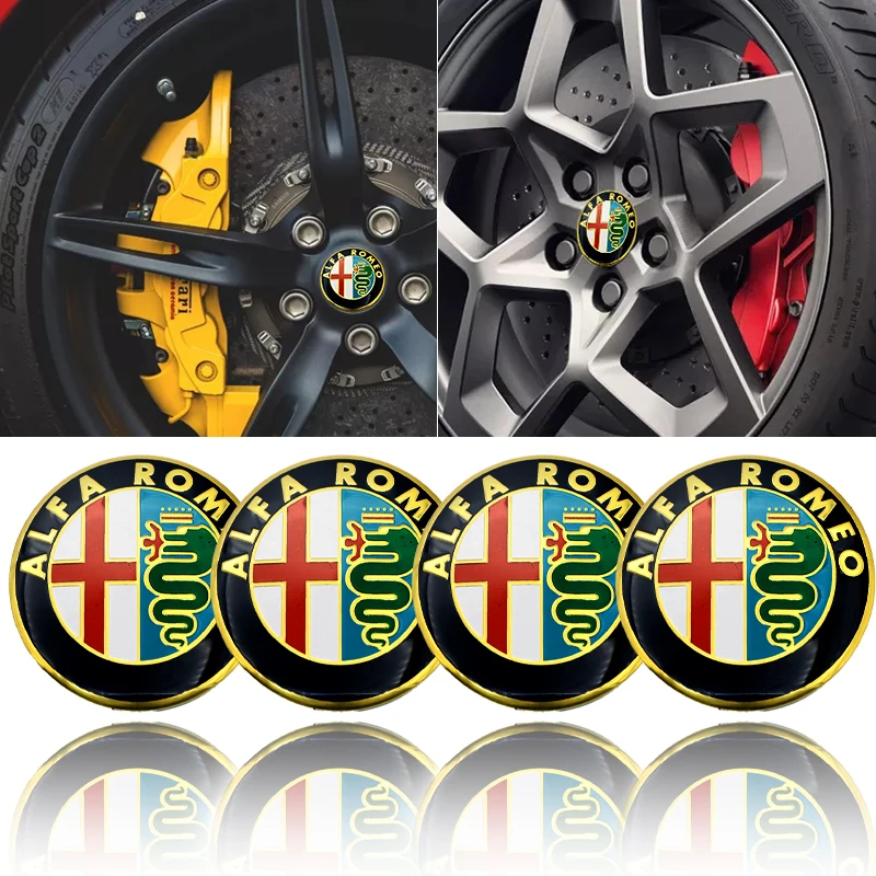 

4pcs Car Wheel Center Hub Cap Badge Logo Emblem Tires Cover Sticker For Alfa Romeo 159 147 156 166 Giulietta Giulia Mito Stelvio