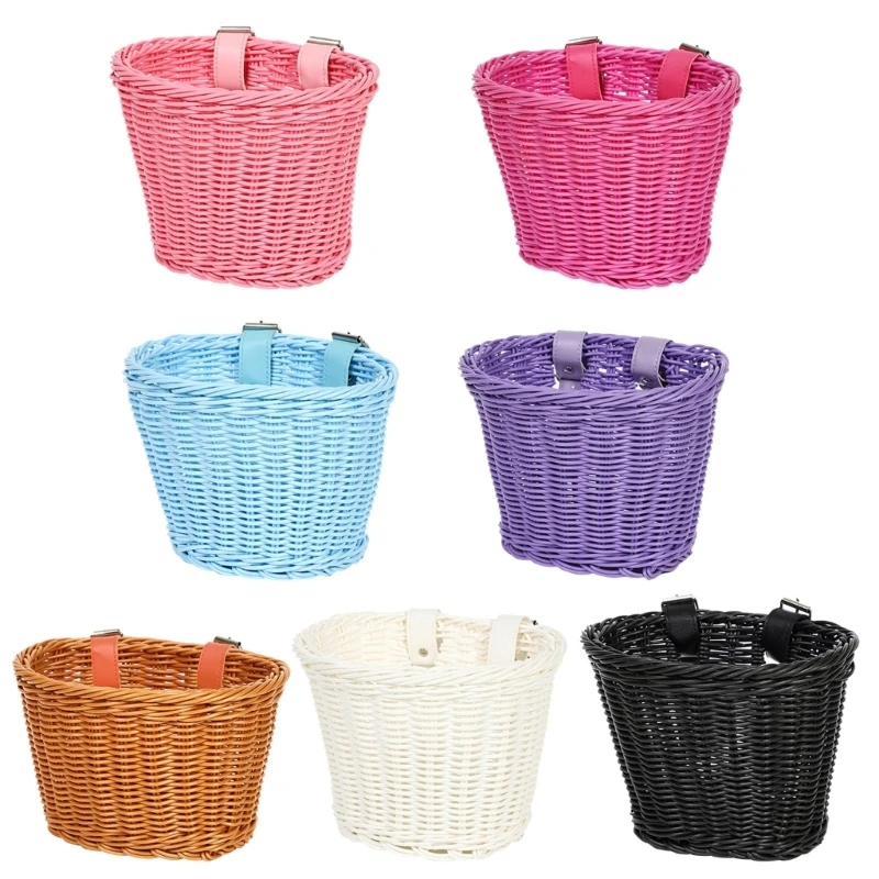 Плетеная корзина для велосипедов на передний руль с регулируемым ремнем