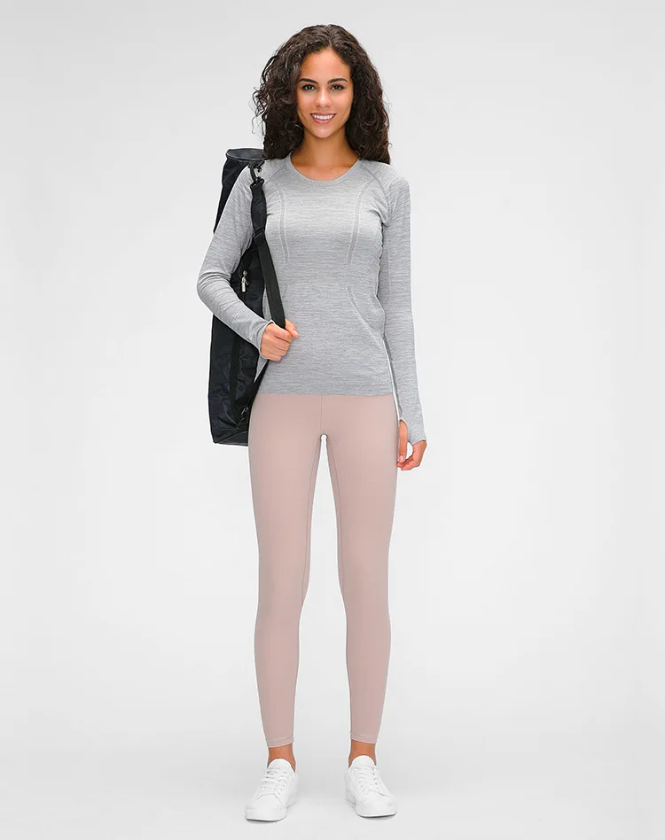 Lulu Women's Shirt Breathable Quick Dry Yoga Fitness Crop Top Blouses Long Sleeve Sportswear Cropped Gym Workout Sports Female