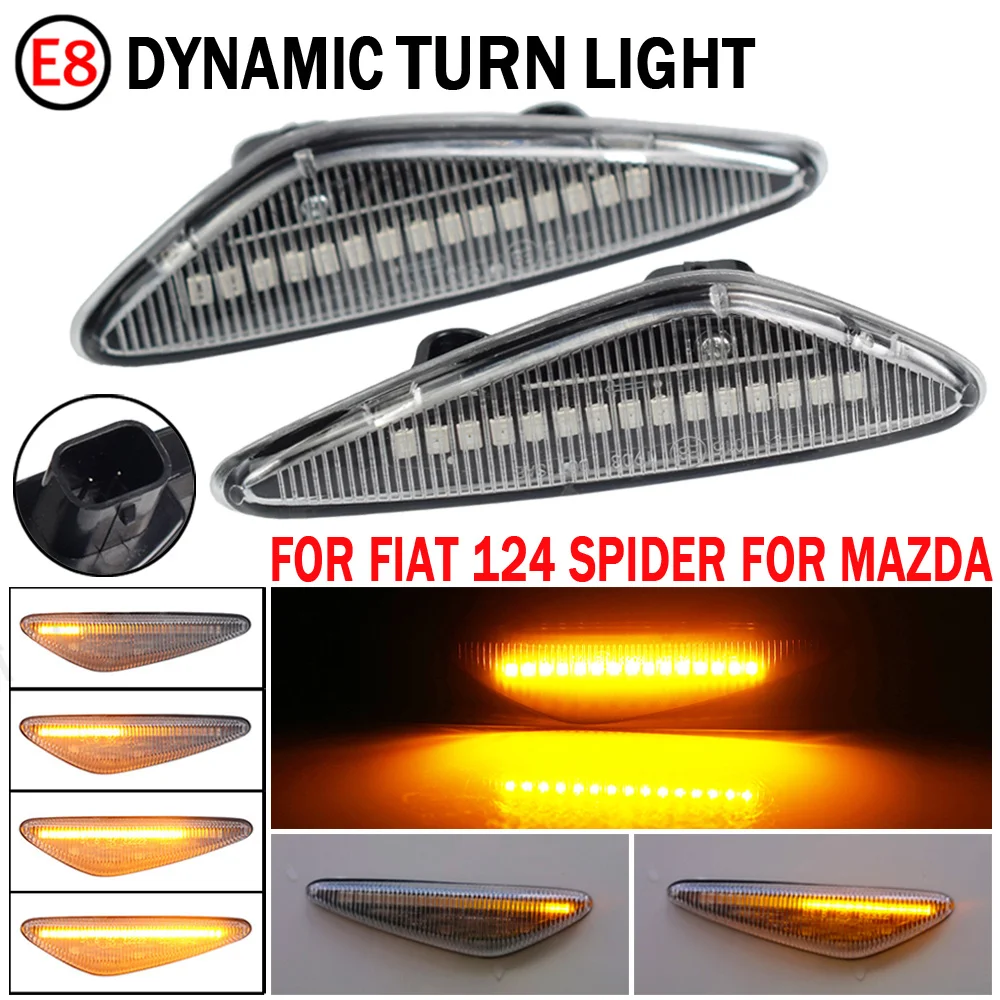 

2X Dynamic Smoke LED Side Marker Turn Signal Lamp Light For Mazda MX-5 RX8 08-12 6 Atenza GH 10-13 5 Premacy CW Fiat 124 Spider