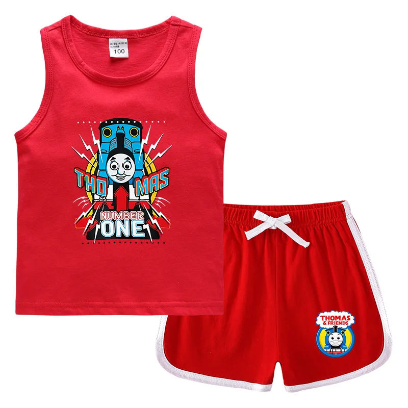 

Thomas The Train Summer Kids Vest Hot Pants Casual Bottoming Shirt Sweat-absorbing Candy Children's Sleeveless Undershirt Suit