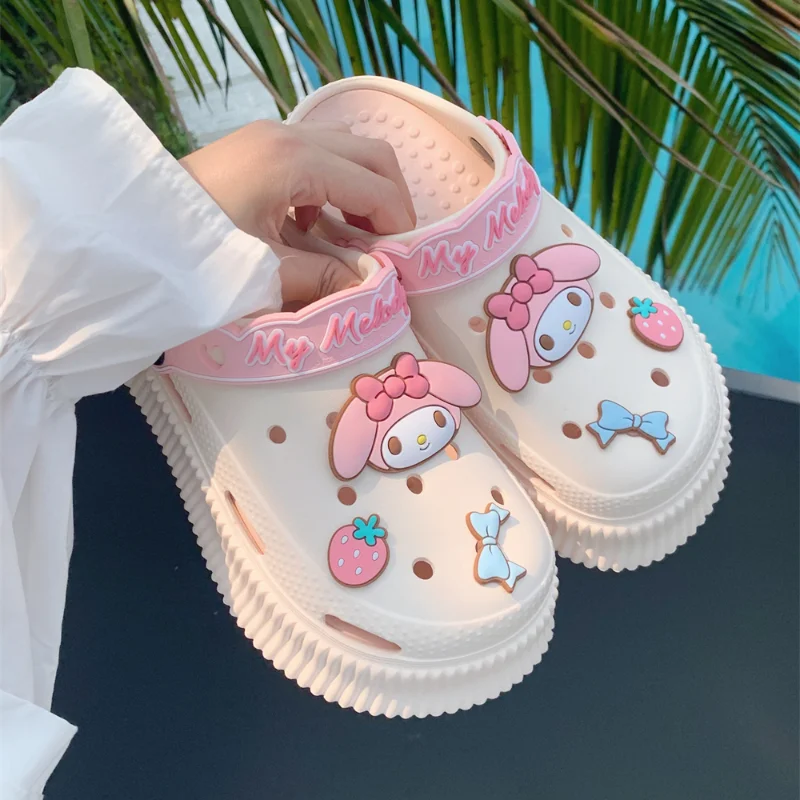 

Sanrio My Melody Cinnamoroll Hole Shoes Thick-soled Non-slip Summer Slippers Soft Comfortable Outer Wear Sandals Holiday Gifts