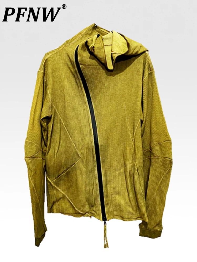 

Мужской Хлопковый свитер с длинным рукавом, с асимметричным капюшоном