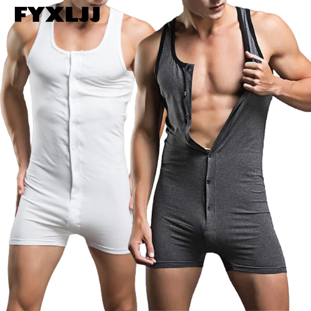 FYXLJJ Sexy Undershirt Men's Bodysuit Man Sexy Sports Leotard Slimming Jumpsuits Undershirts Tight Body Shaper Clubwear Jumpsuit