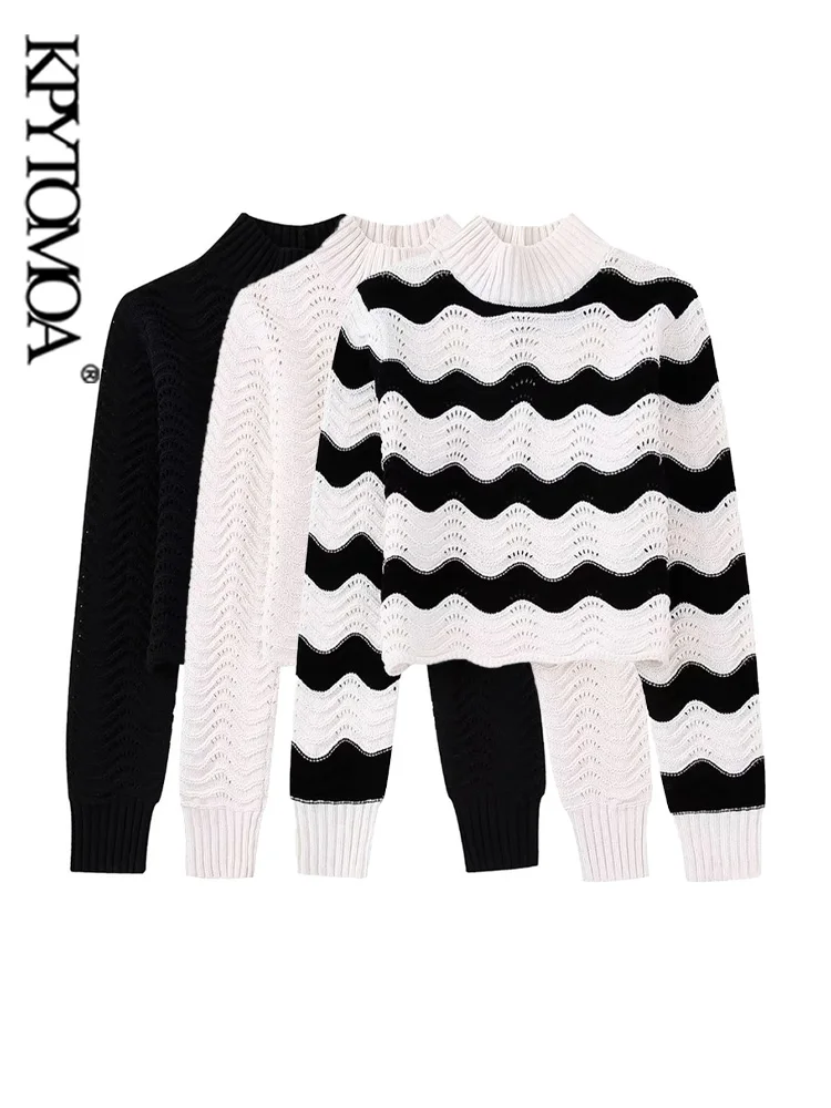 

KPYTOMOA женский модный мягкий на ощупь синель укороченный вязаный свитер винтажные женские пуловеры с высоким воротником и длинным рукавом ши...