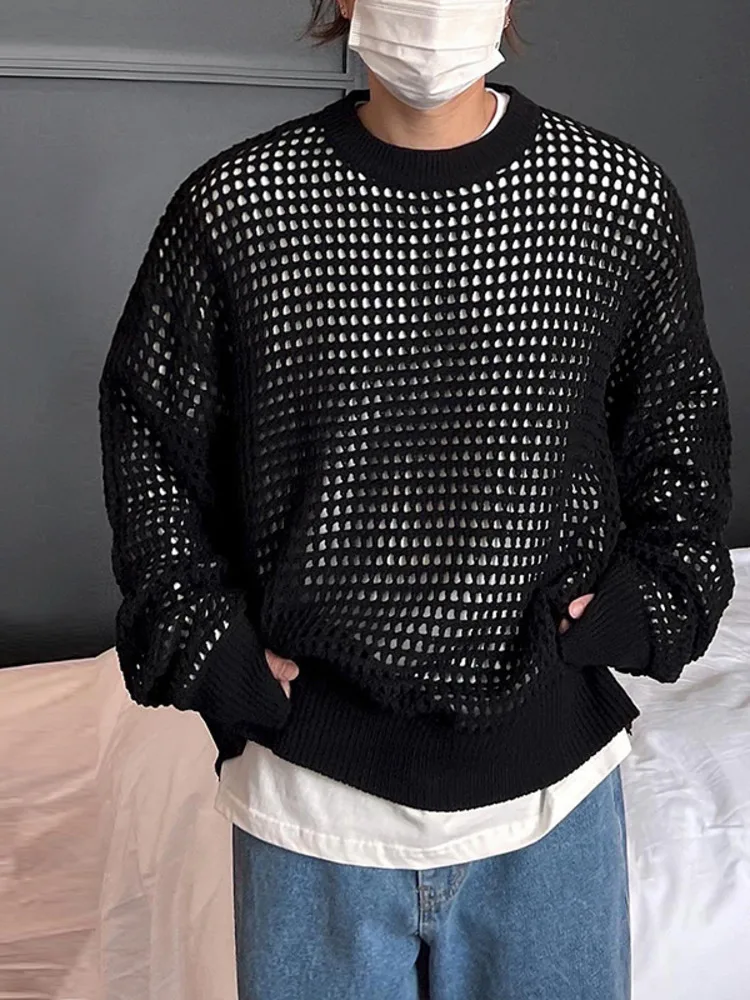 

Свитер SYUHGFA Мужской Свободного Покроя, винтажный вязаный пуловер оверсайз в Корейском стиле, с круглым вырезом, осень 2022