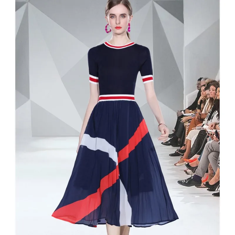 Женское офисное платье с принтом Элегантное повседневное плиссированное