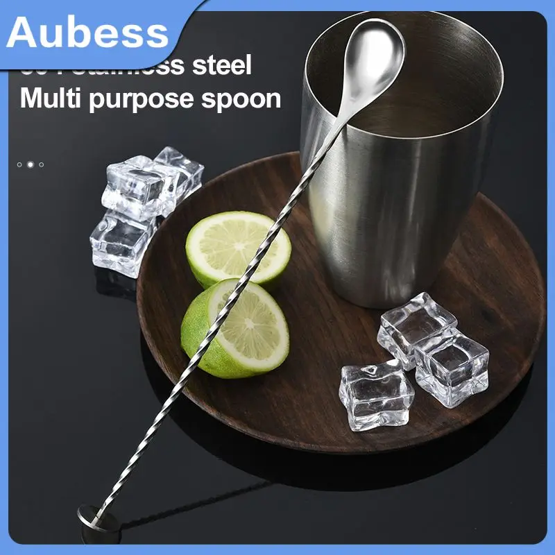

For Bar Kitchen Stainless Steel Cocktail Stirrers Bartender Accessories 1pc Long Handle Spoon Wine Mixing Stick Long Handle