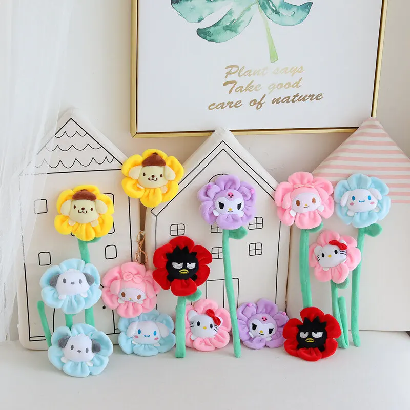 

Sanrio мультяшная плюшевая игрушка Hello Kitty Kuromi My Melody Cinnamoroll помпон пуриновая кукла сумка Подвеска Аксессуары для волос украшение для дома