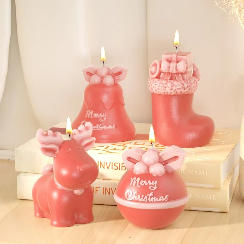 

Christmas Elk Snowman Silicone Mold Boots Bell Decoration Scented Candle Decoration Silicon Candles Molds for Epoxy Resin Crafts
