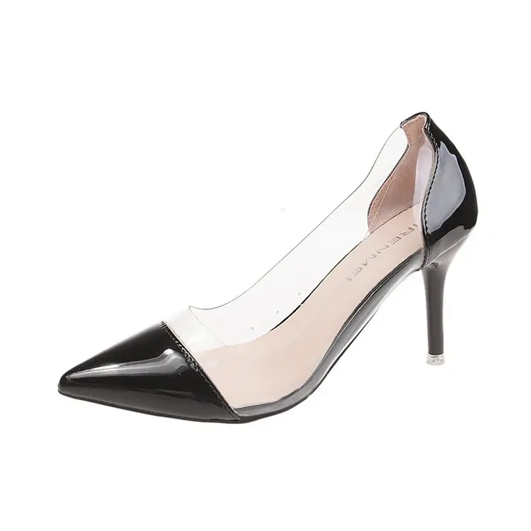 

Женские прозрачные туфли-лодочки, туфли из ПВХ на высоком тонком каблуке с острым носком, обувь для вечерние, размер 2022