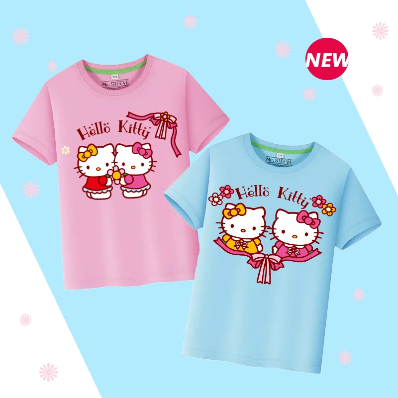 

Футболка Летняя хлопковая с коротким рукавом, с принтом «Hello Kitty»