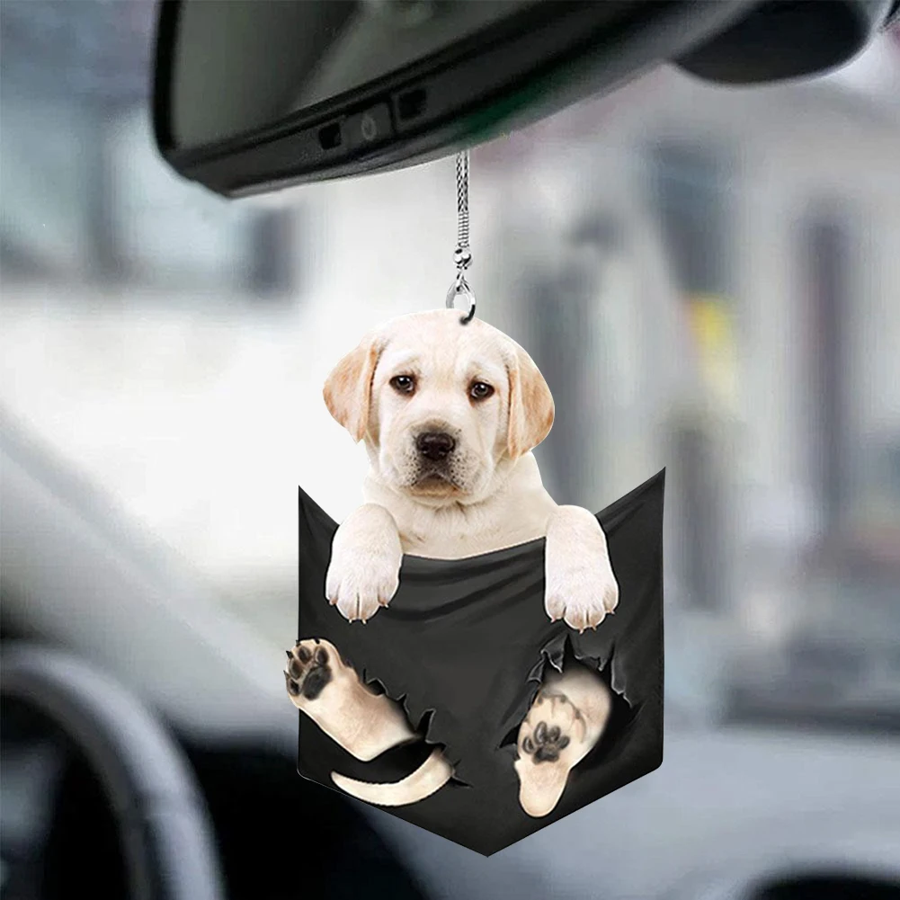 

Fun Personalized Creative Cute Pocket Puppy Car Mirror Pendant Backpack Keychain Accessories decor accesorios coche lucky cat