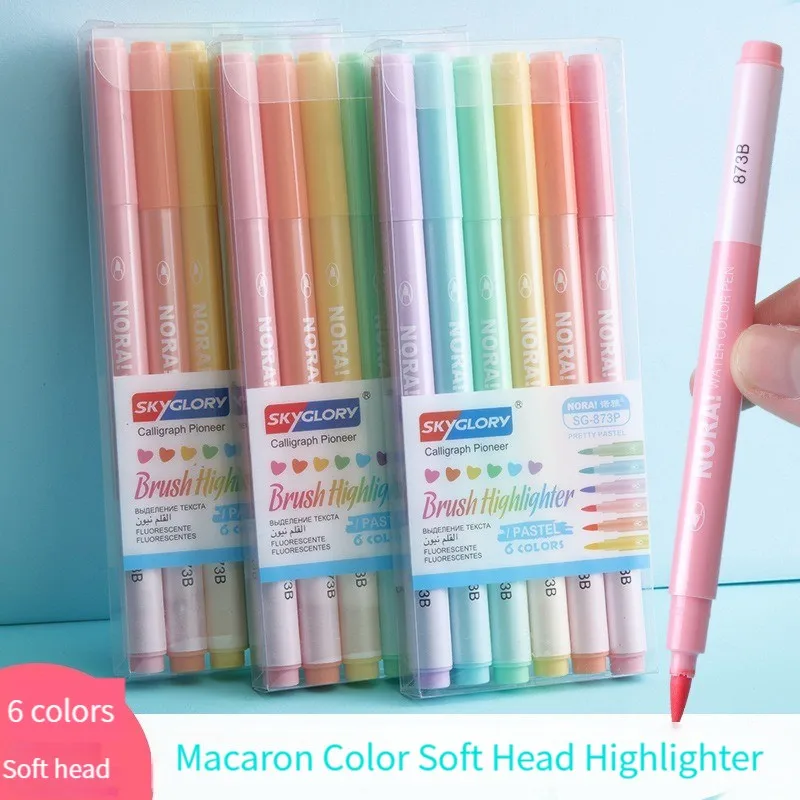 

Brush Pen Brush Tip Marker Water Based Ink 6 Assorted Pastel Colors Pens for Lettering, Journaling, Calligraphy Art Markers Set